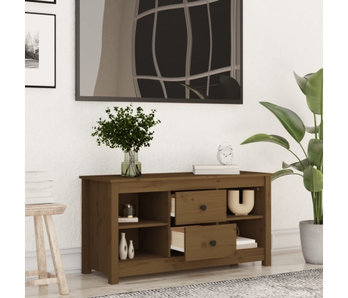 Mueble de TV madera maciza de pino marrón miel 103x36,5x52 cm