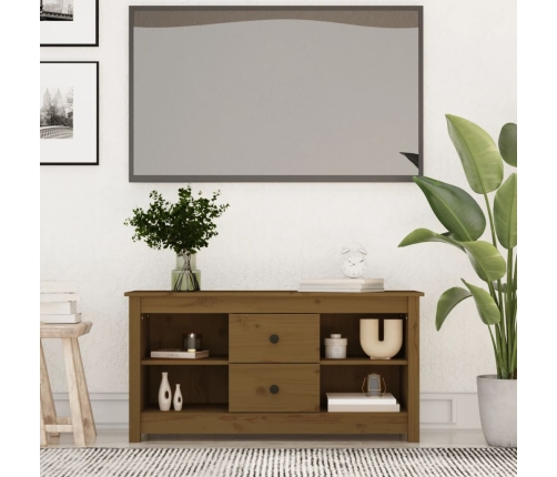 Mueble de TV madera maciza de pino marrón miel 103x36,5x52 cm