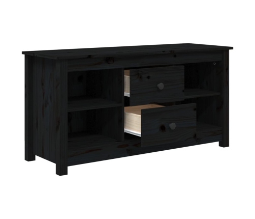 Mueble de TV de madera maciza de pino negro 103x36,5x52 cm