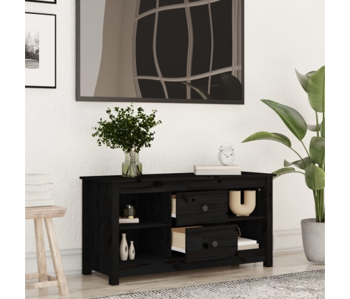 Mueble de TV de madera maciza de pino negro 103x36,5x52 cm