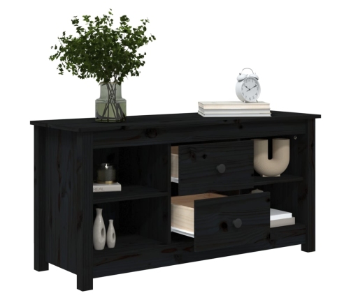 Mueble de TV de madera maciza de pino negro 103x36,5x52 cm