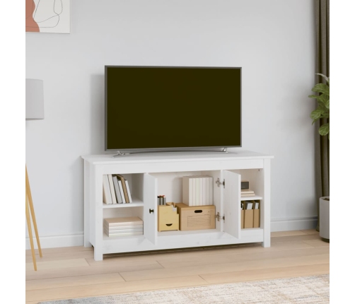 Mueble para TV de madera maciza de pino blanco 103x36,5x52 cm