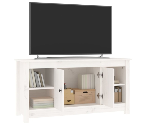 Mueble para TV de madera maciza de pino blanco 103x36,5x52 cm