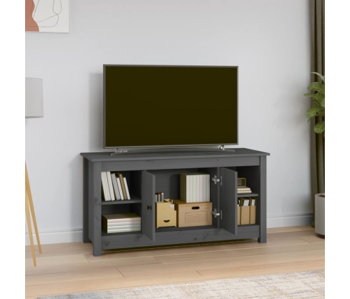 Mueble de TV de madera maciza de pino gris 103x36,5x52 cm