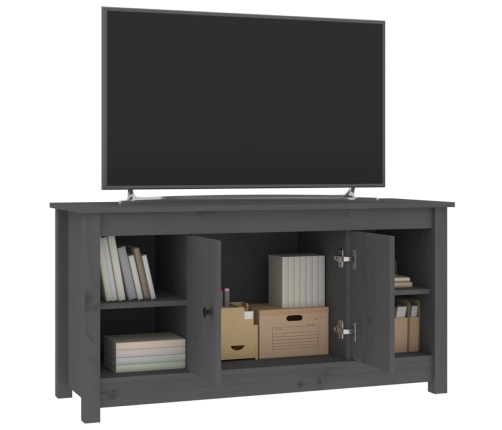 Mueble de TV de madera maciza de pino gris 103x36,5x52 cm