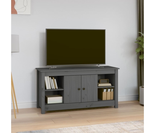 Mueble de TV de madera maciza de pino gris 103x36,5x52 cm