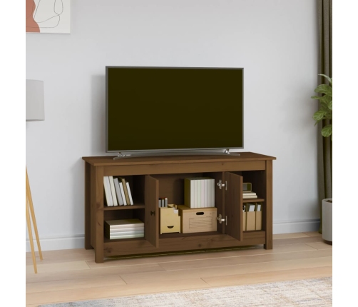 Mueble de TV madera maciza de pino marrón miel 103x36,5x52 cm