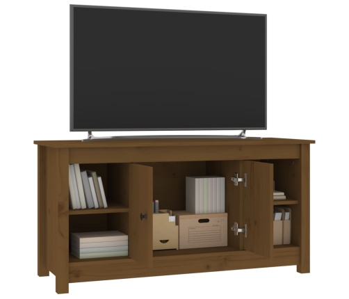 Mueble de TV madera maciza de pino marrón miel 103x36,5x52 cm