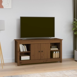 Mueble de TV madera maciza de pino marrón miel 103x36,5x52 cm