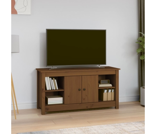 Mueble de TV madera maciza de pino marrón miel 103x36,5x52 cm