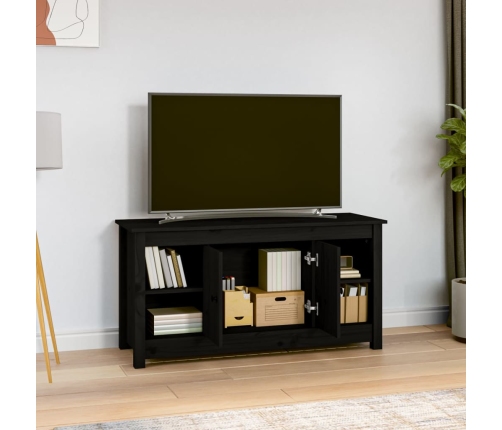 Mueble de TV de madera maciza de pino negro 103x36,5x52 cm