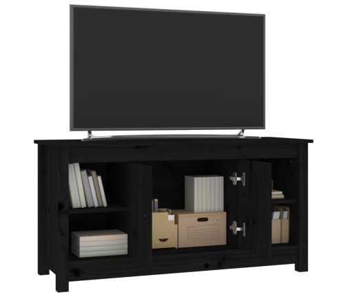 Mueble de TV de madera maciza de pino negro 103x36,5x52 cm