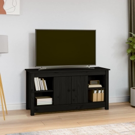 Mueble de TV de madera maciza de pino negro 103x36,5x52 cm