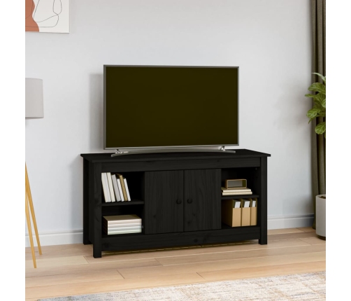 Mueble de TV de madera maciza de pino negro 103x36,5x52 cm