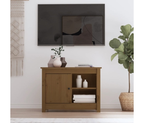 Mueble de TV madera maciza de pino marrón miel 70x36,5x52 cm