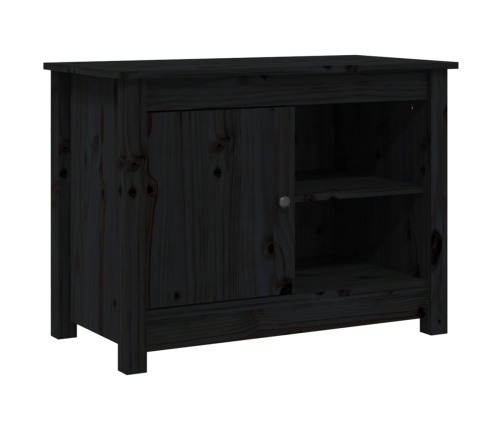 Mueble de TV de madera maciza de pino negro 70x36,5x52 cm