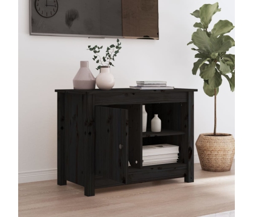 Mueble de TV de madera maciza de pino negro 70x36,5x52 cm