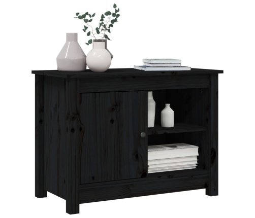 Mueble de TV de madera maciza de pino negro 70x36,5x52 cm