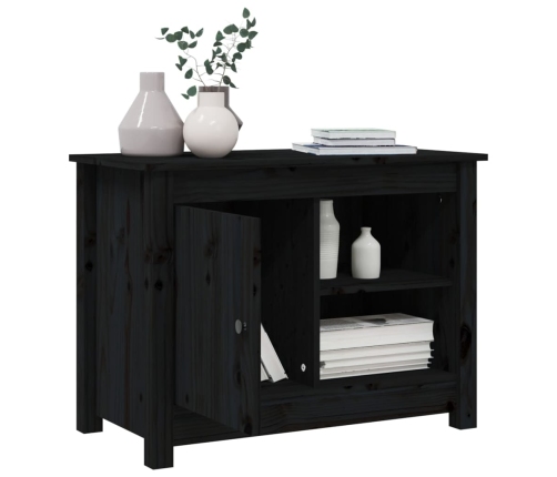 Mueble de TV de madera maciza de pino negro 70x36,5x52 cm