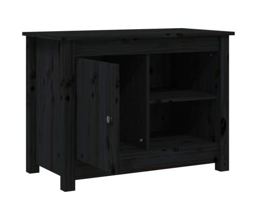 Mueble de TV de madera maciza de pino negro 70x36,5x52 cm