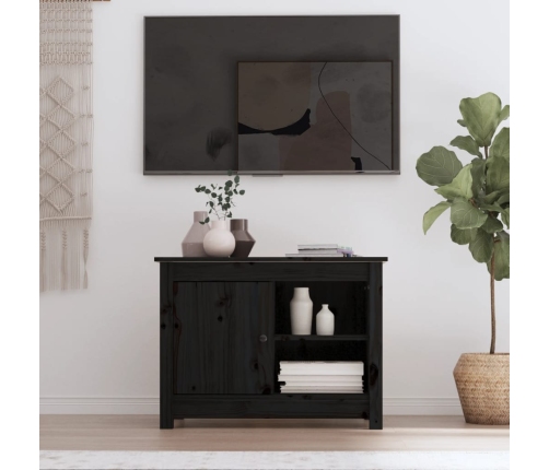 Mueble de TV de madera maciza de pino negro 70x36,5x52 cm