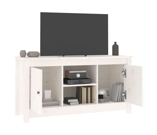 vidaXL Mueble para TV de madera maciza de pino blanco 103x36,5x52 cm