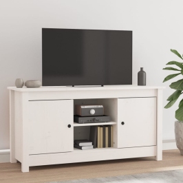 Mueble para TV de madera maciza de pino blanco 103x36,5x52 cm