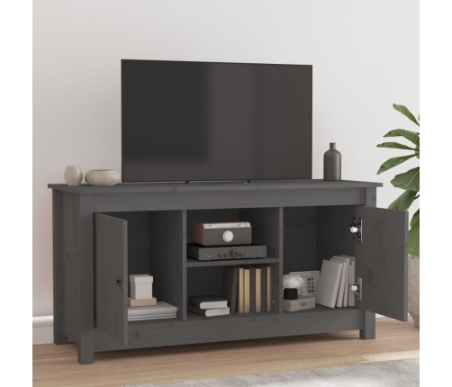 Mueble de TV de madera maciza de pino gris 103x36,5x52 cm