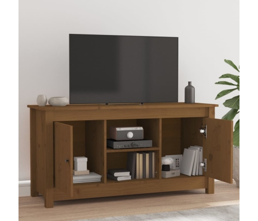 vidaXL Mueble de TV madera maciza de pino marrón miel 103x36,5x52 cm