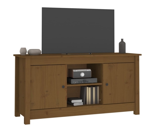 Mueble de TV madera maciza de pino marrón miel 103x36,5x52 cm