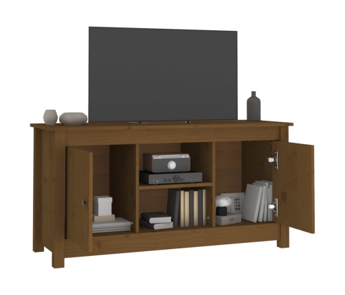 vidaXL Mueble de TV madera maciza de pino marrón miel 103x36,5x52 cm