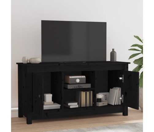 Mueble de TV de madera maciza de pino negro 103x36,5x52 cm