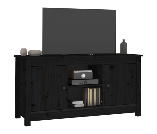 Mueble de TV de madera maciza de pino negro 103x36,5x52 cm