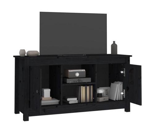 Mueble de TV de madera maciza de pino negro 103x36,5x52 cm