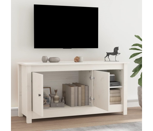 Mueble para TV de madera maciza de pino blanco 103x36,5x52 cm