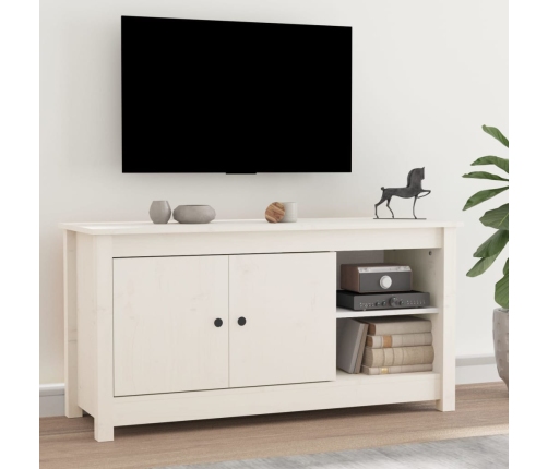 Mueble para TV de madera maciza de pino blanco 103x36,5x52 cm