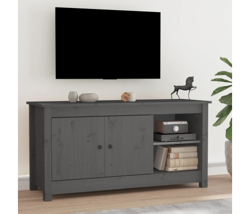 vidaXL Mueble de TV de madera maciza de pino gris 103x36,5x52 cm