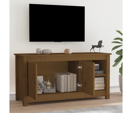 Mueble de TV madera maciza de pino marrón miel 103x36,5x52 cm