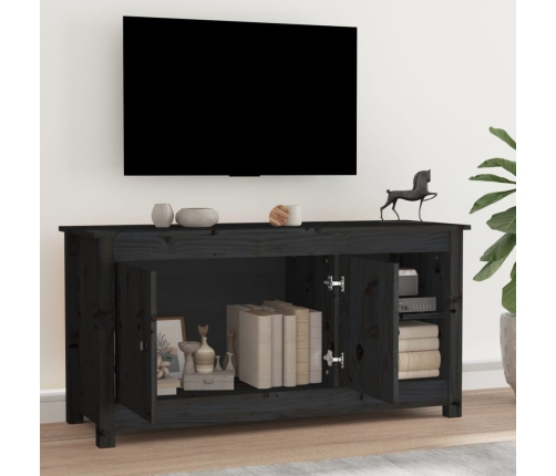 vidaXL Mueble de TV de madera maciza de pino negro 103x36,5x52 cm