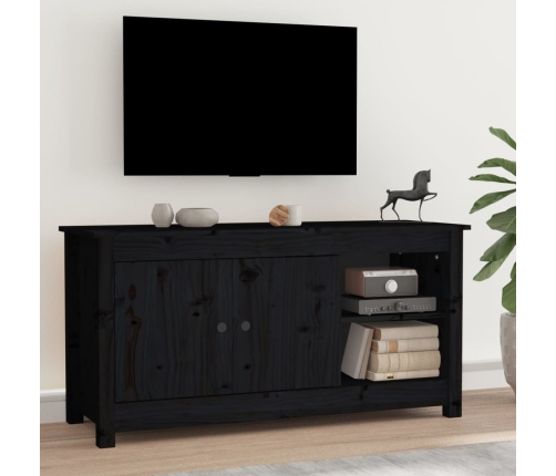 vidaXL Mueble de TV de madera maciza de pino negro 103x36,5x52 cm