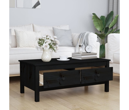 Mesa de centro de madera maciza de pino negro 100x50x40 cm