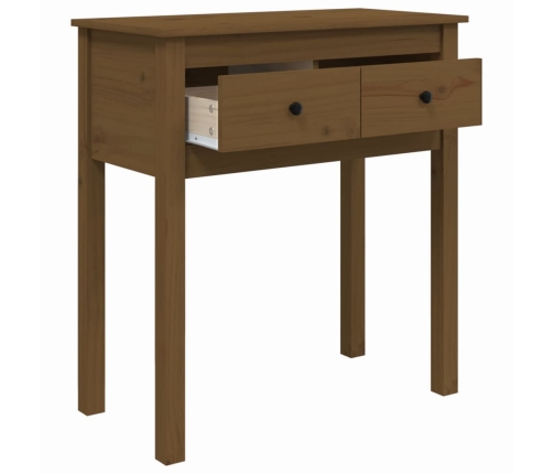 Mesa consola de madera maciza de pino marrón miel 70x35x75 cm