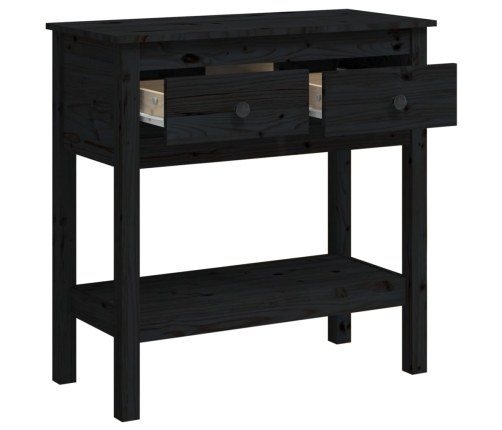 Mesa consola de madera maciza de pino negro 75x35x75 cm