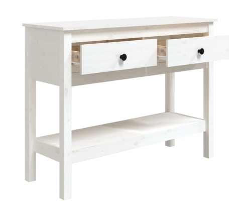 Mesa consola de madera maciza de pino blanco 100x35x75 cm