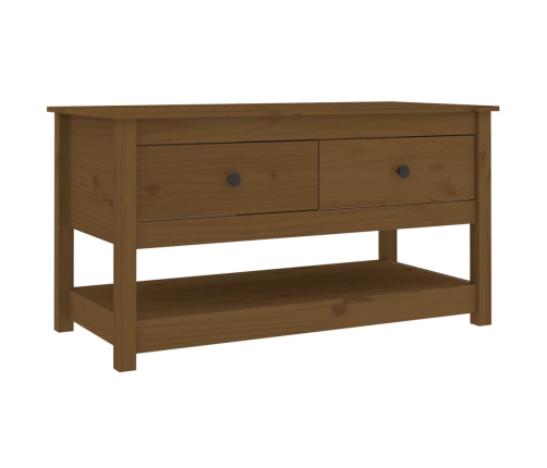 Mesa de centro madera maciza de pino marrón miel 102x49x55 cm