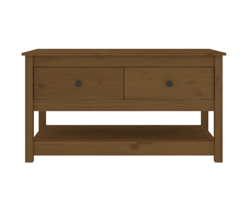 Mesa de centro madera maciza de pino marrón miel 102x49x55 cm