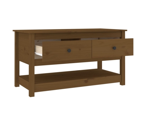 Mesa de centro madera maciza de pino marrón miel 102x49x55 cm