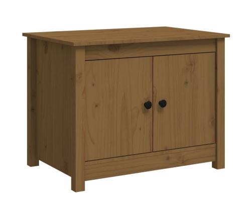 vidaXL Mesa de centro de madera maciza de pino marrón miel 71x49x55 cm