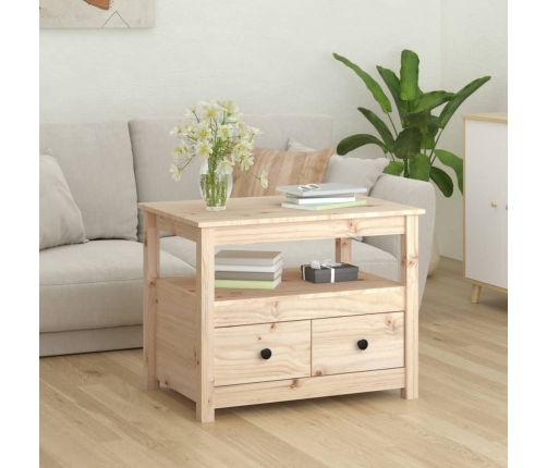 Mesa de centro de madera maciza de pino 71x49x55 cm