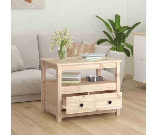 Mesa de centro de madera maciza de pino 71x49x55 cm